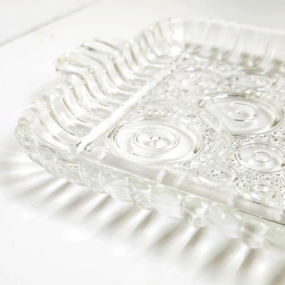 Vintage 1950s MCM Anchor Hocking Colonial Lady Serva-Snack Glass Tray (No Cup)